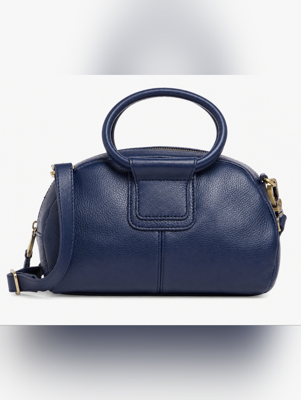 NEW - HOBO Navy Blue, Sheila Mini Leather Satchel with Brass Hardware.